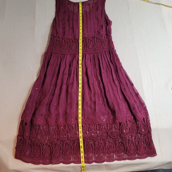 Sundance Midi Dress Womens 12P Red Crochet Embroidery Boho Dark Fairy Whimsigoth - Picture 8 of 12